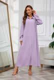 Chouyatou Women's Casual Button Down Maxi Shirt Dress Long Sleeve Button Up Tunic Long Dress