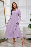 Chouyatou Women's Casual Button Down Maxi Shirt Dress Long Sleeve Button Up Tunic Long Dress