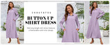Chouyatou Women's Casual Button Down Maxi Shirt Dress Long Sleeve Button Up Tunic Long Dress