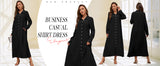 Chouyatou Women's Casual Button Down Maxi Shirt Dress Long Sleeve Button Up Tunic Long Dress