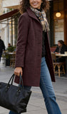 Chouyatou Women's Casual Thicken Wool Blend Stand Collar Single Breasted Pea Coat