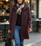 Chouyatou Women's Casual Thicken Wool Blend Stand Collar Single Breasted Pea Coat
