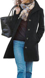 Chouyatou Women's Casual Thicken Wool Blend Stand Collar Single Breasted Pea Coat