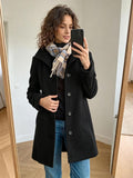 Chouyatou Women's Casual Thicken Wool Blend Stand Collar Single Breasted Pea Coat