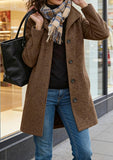 Chouyatou Women's Casual Thicken Wool Blend Stand Collar Single Breasted Pea Coat