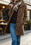 Chouyatou Women's Casual Thicken Wool Blend Stand Collar Single Breasted Pea Coat