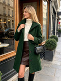 Chouyatou Women's Casual Thicken Wool Blend Stand Collar Single Breasted Pea Coat