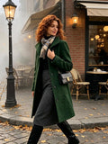 Chouyatou Women's Casual Thicken Wool Blend Stand Collar Single Breasted Pea Coat