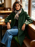 Chouyatou Women's Casual Thicken Wool Blend Stand Collar Single Breasted Pea Coat
