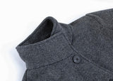Chouyatou Women's Casual Thicken Wool Blend Stand Collar Single Breasted Pea Coat