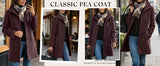 Chouyatou Women's Casual Thicken Wool Blend Stand Collar Single Breasted Pea Coat