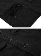 Chouyatou Women's Fall Stand Collar Zip Up Military Cotton Utility Safari Jacket