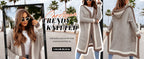 Chouyatou Women's Color Block Vertical Striped Open Front Oversized Hooded Long Cardigan Sweaters with Pockets