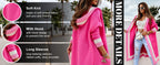 Chouyatou Women's Color Block Vertical Striped Open Front Oversized Hooded Long Cardigan Sweaters with Pockets
