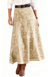 Chouyatou Women's Vintage Denim Maxi Skirt Casual High Waist Flowy Swing A-Line Long Jean Skirt