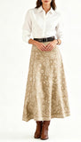 Chouyatou Women's Vintage Denim Maxi Skirt Casual High Waist Flowy Swing A-Line Long Jean Skirt