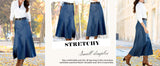 Chouyatou Women's Vintage Denim Maxi Skirt Casual High Waist Flowy Swing A-Line Long Jean Skirt