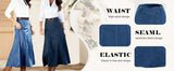 Chouyatou Women's Vintage Denim Maxi Skirt Casual High Waist Flowy Swing A-Line Long Jean Skirt