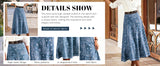 Chouyatou Women's Vintage Denim Maxi Skirt Casual High Waist Flowy Swing A-Line Long Jean Skirt
