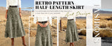 Chouyatou Women's Vintage Denim Maxi Skirt Casual High Waist Flowy Swing A-Line Long Jean Skirt