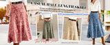 Chouyatou Women's Vintage Denim Maxi Skirt Casual High Waist Flowy Swing A-Line Long Jean Skirt