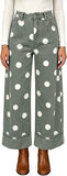 Chouyatou Women High Rise Wide Leg Jeans Baggy Crop Cuffed Hem Denim Polka Dot Pants