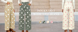 Chouyatou Women High Rise Wide Leg Jeans Baggy Crop Cuffed Hem Denim Polka Dot Pants