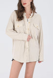 Chouyatou Women's Loose Fit Batwing Sleeve Waffle Knit Button Down Shirt Shacket Tops