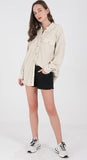 Chouyatou Women's Loose Fit Batwing Sleeve Waffle Knit Button Down Shirt Shacket Tops