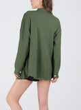 Chouyatou Women's Loose Fit Batwing Sleeve Waffle Knit Button Down Shirt Shacket Tops