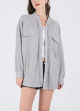 Chouyatou Women's Loose Fit Batwing Sleeve Waffle Knit Button Down Shirt Shacket Tops