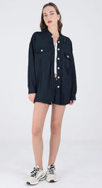 Chouyatou Women's Loose Fit Batwing Sleeve Waffle Knit Button Down Shirt Shacket Tops