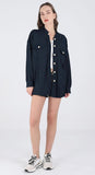 Chouyatou Women's Loose Fit Batwing Sleeve Waffle Knit Button Down Shirt Shacket Tops