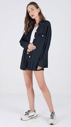Chouyatou Women's Loose Fit Batwing Sleeve Waffle Knit Button Down Shirt Shacket Tops
