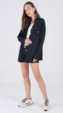 Chouyatou Women's Loose Fit Batwing Sleeve Waffle Knit Button Down Shirt Shacket Tops