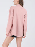Chouyatou Women's Loose Fit Batwing Sleeve Waffle Knit Button Down Shirt Shacket Tops