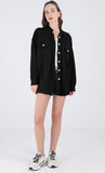 Chouyatou Women's Loose Fit Batwing Sleeve Waffle Knit Button Down Shirt Shacket Tops