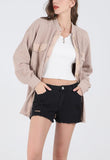 Chouyatou Women's Loose Fit Batwing Sleeve Waffle Knit Button Down Shirt Shacket Tops