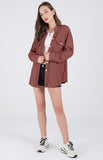 Chouyatou Women's Loose Fit Batwing Sleeve Waffle Knit Button Down Shirt Shacket Tops