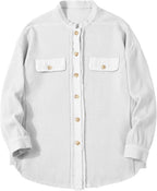 Chouyatou Women's Loose Fit Batwing Sleeve Waffle Knit Button Down Shirt Shacket Tops