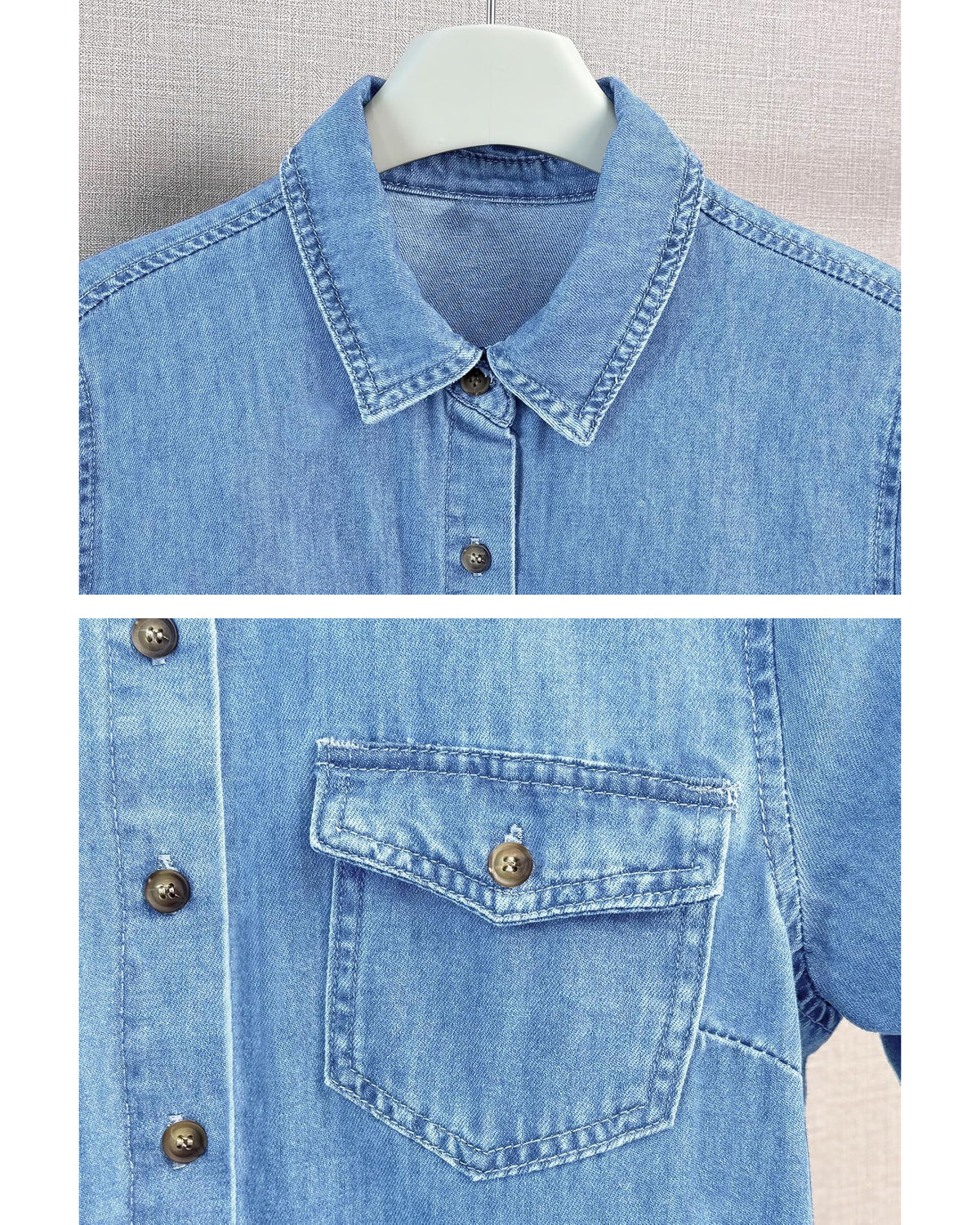 Chouyatou Women's Summer Short Sleeve Denim Shirt Dress Business Casual Button Down Midi Long Jean Dress
