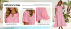 Chouyatou Women Summer Ruffle Hem Floral Lace Eyelet Dress Casual Notch Neck Midi Tunic Dress with Pocket