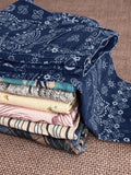 chouyatou Women Boyfriend Baggy Barrel Jeans Floral Print Denim Ankle Pants Wide Leg Mid Rise Jeans Sweatpants Y2k Patchwork