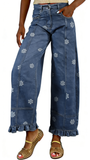 CHOUYATOU Barrel Jeans Women 2026 Floral Print Wide Leg Jeans Y2k Patchwork Baggy Boyfriend Denim Pants