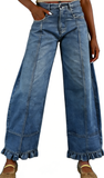 CHOUYATOU Barrel Jeans Women 2026 Floral Print Wide Leg Jeans Y2k Patchwork Baggy Boyfriend Denim Pants