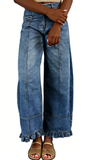 CHOUYATOU Barrel Jeans Women 2026 Floral Print Wide Leg Jeans Y2k Patchwork Baggy Boyfriend Denim Pants