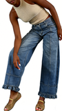 CHOUYATOU Barrel Jeans Women 2026 Floral Print Wide Leg Jeans Y2k Patchwork Baggy Boyfriend Denim Pants