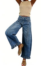 Chouyatou Barrel Jeans Women Floral Print Wide Leg Jeans Y2k Patchwork Baggy Boyfriend Denim Pants