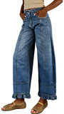CHOUYATOU Barrel Jeans Women 2026 Floral Print Wide Leg Jeans Y2k Patchwork Baggy Boyfriend Denim Pants