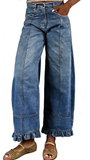 CHOUYATOU Barrel Jeans Women 2026 Floral Print Wide Leg Jeans Y2k Patchwork Baggy Boyfriend Denim Pants